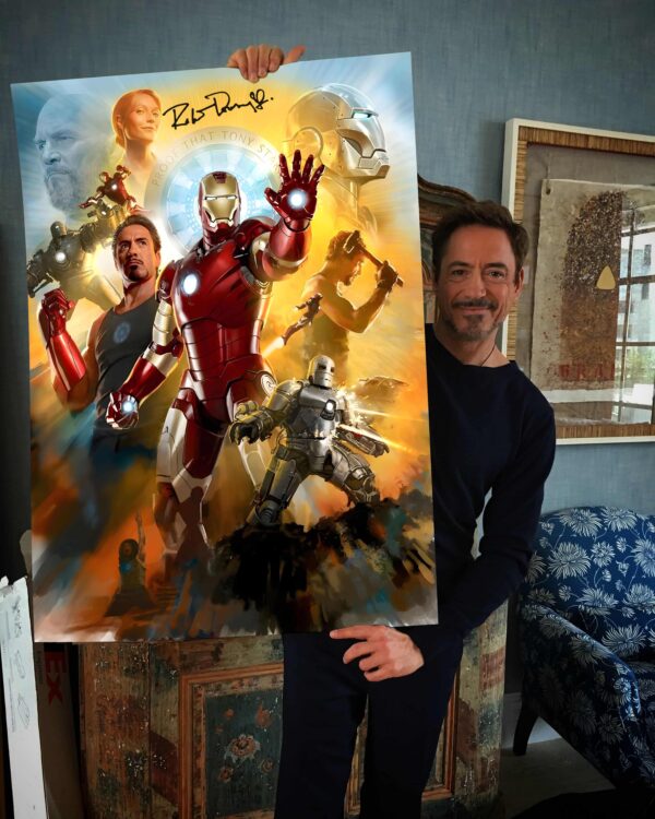 RDJ Signed Iron Man Tribute Poster Display